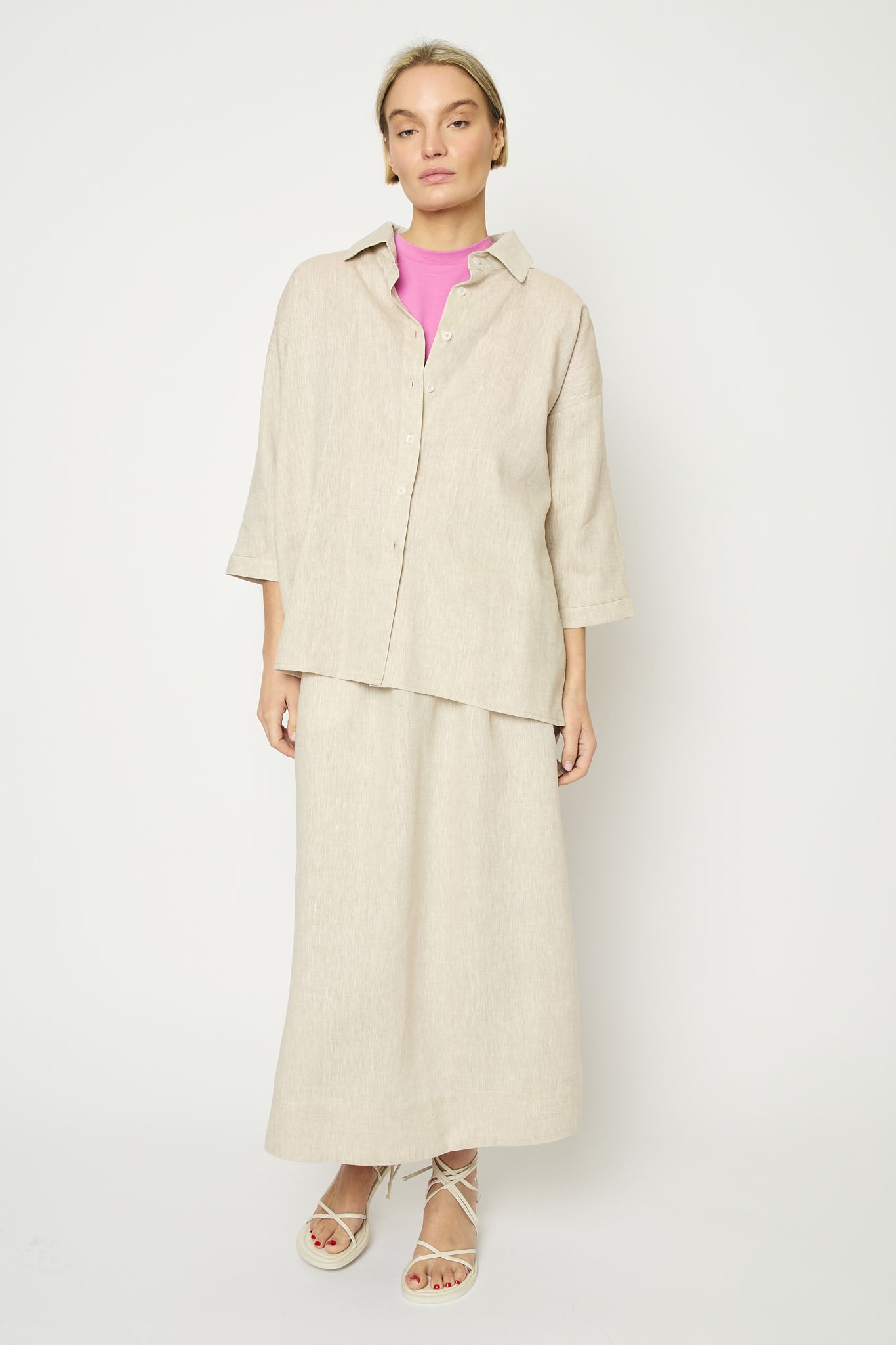 RE/BORN Antwerp Adele Evergreen Linen skirt Raw Linen