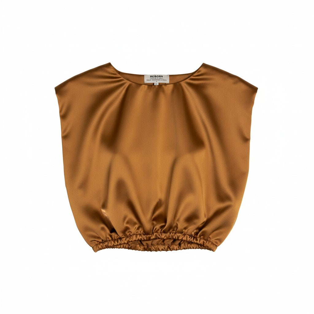 RE/BORN Antwerp Alma Satin blouse/ top CARAMEL
