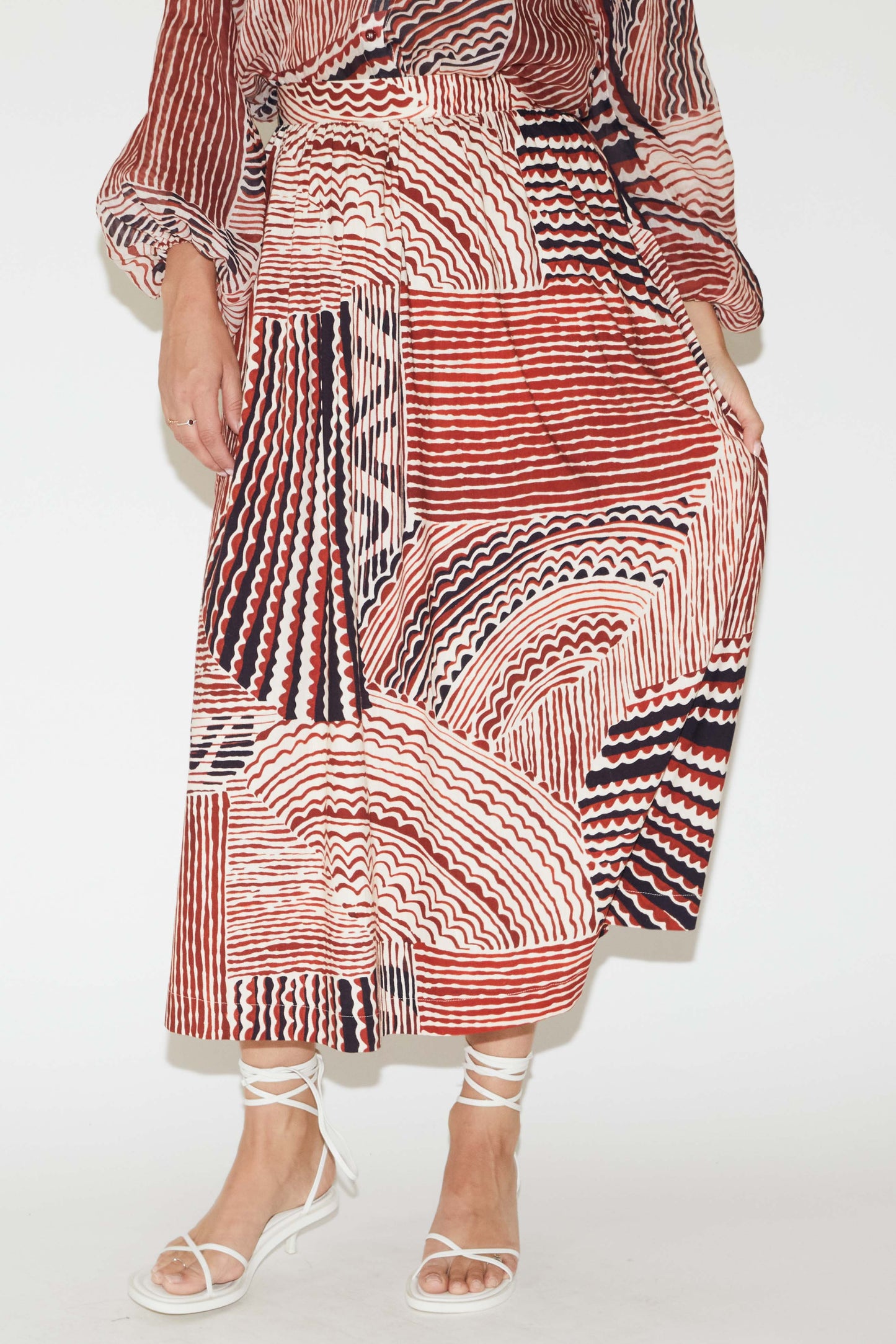 RE/BORN Antwerp Ange skirt Abstract Geometry Rust