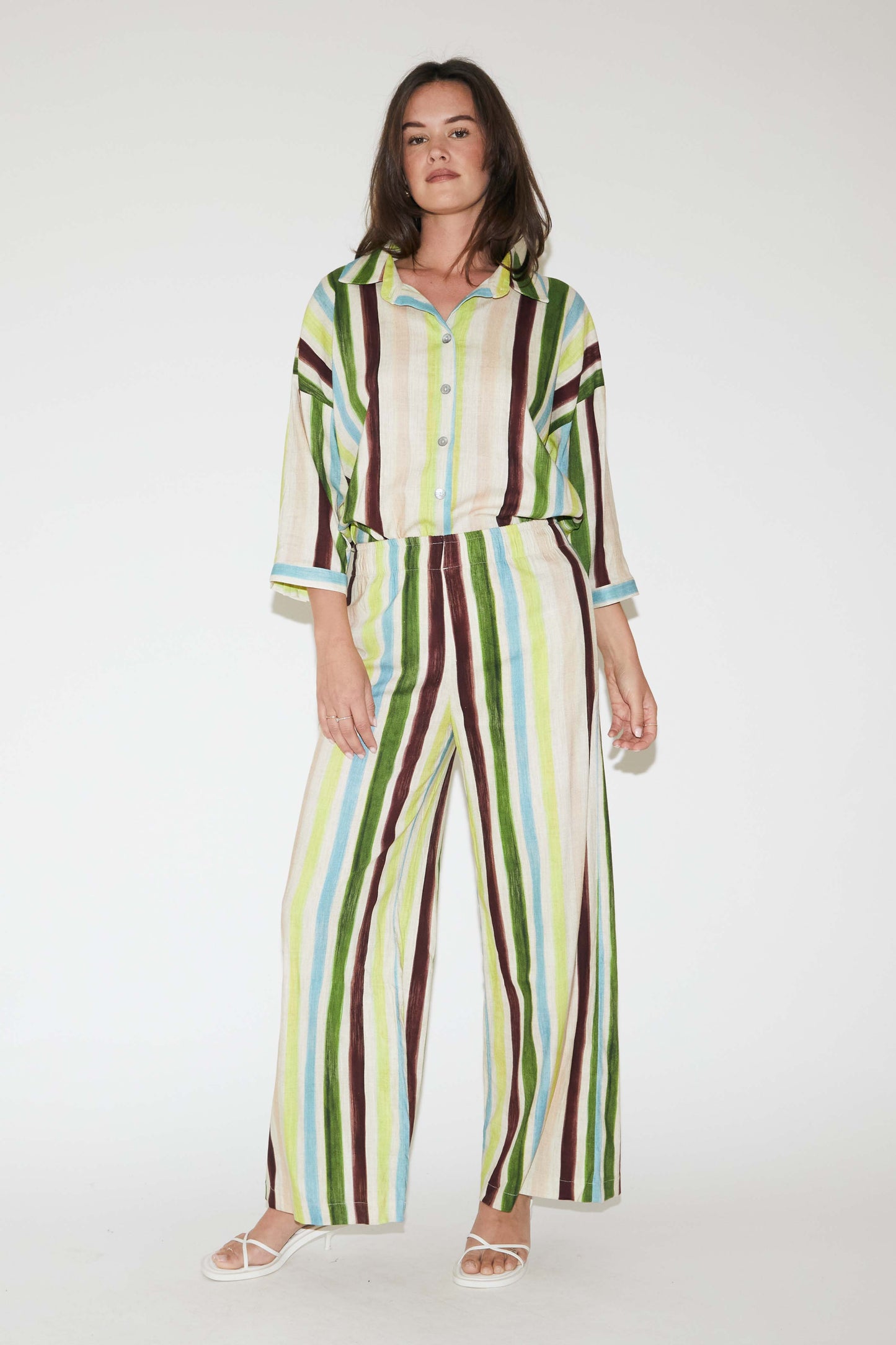RE/BORN Antwerp Bella trousers Green Brush Stoke