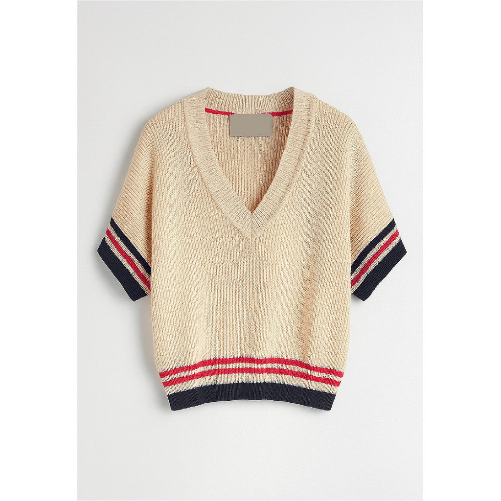 RE/BORN Antwerp Edith blouse/ top Crème/Forest Green