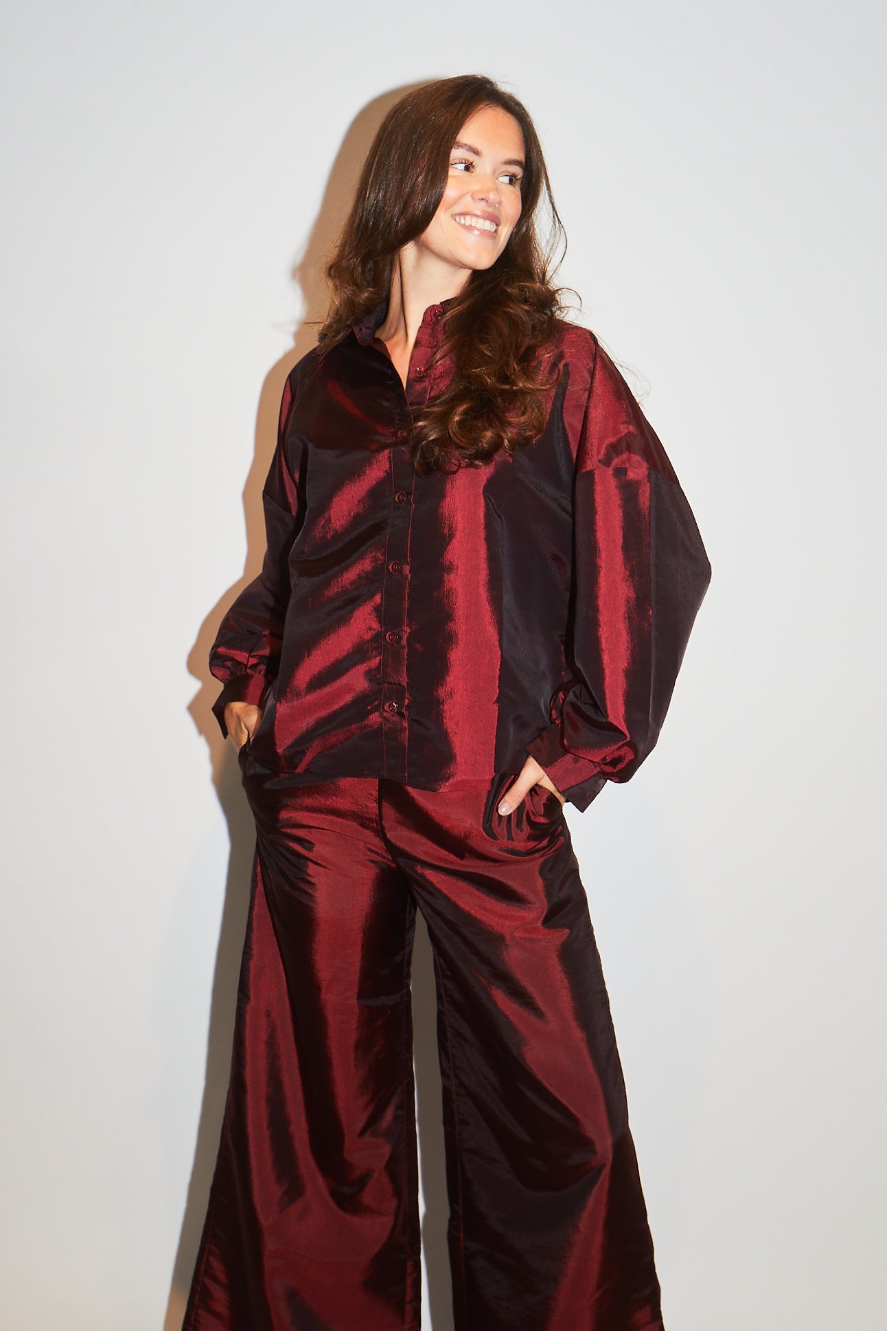 RE/BORN Antwerp Flora Taffeta blouse/ top Berry