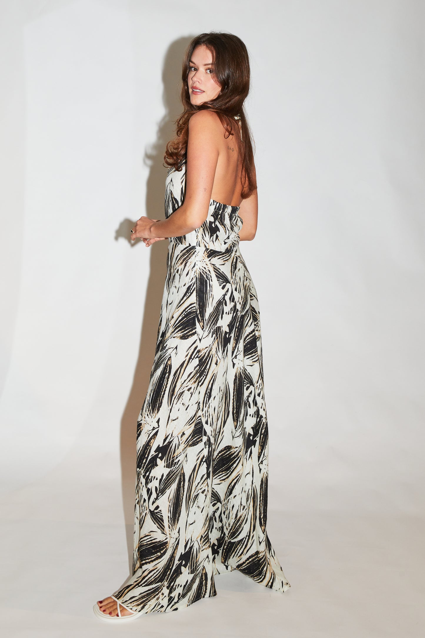 RE/BORN Antwerp June Print dress Black Leaf Pint