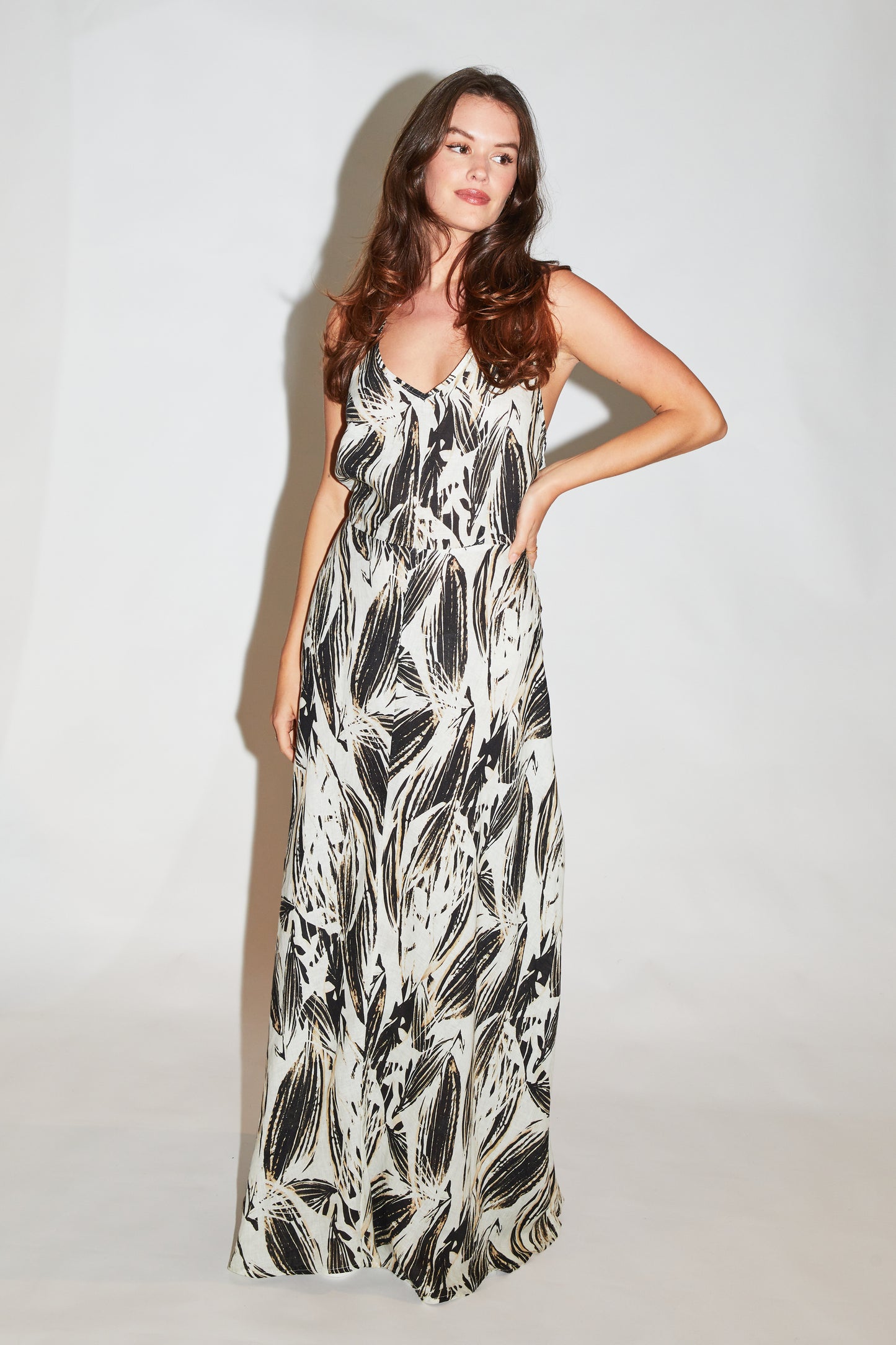 RE/BORN Antwerp June Print dress Black Leaf Pint