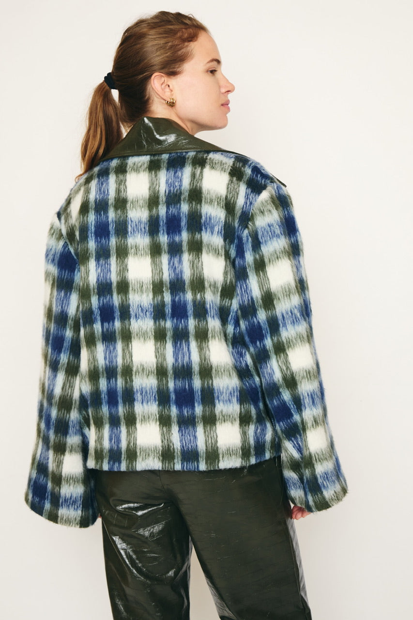 RE/BORN Antwerp Kaia coat Military/ Dark Blue Check