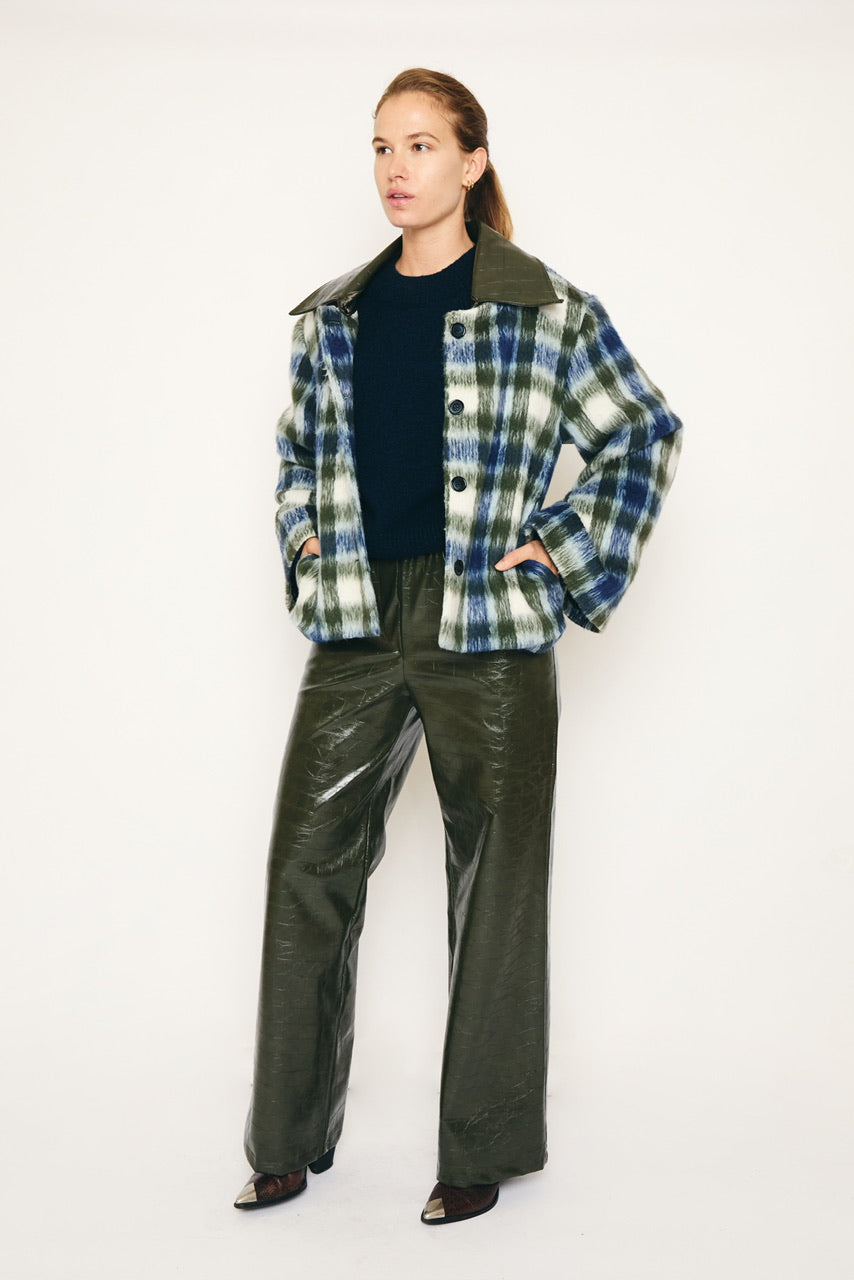 RE/BORN Antwerp Kaia coat Military/ Dark Blue Check