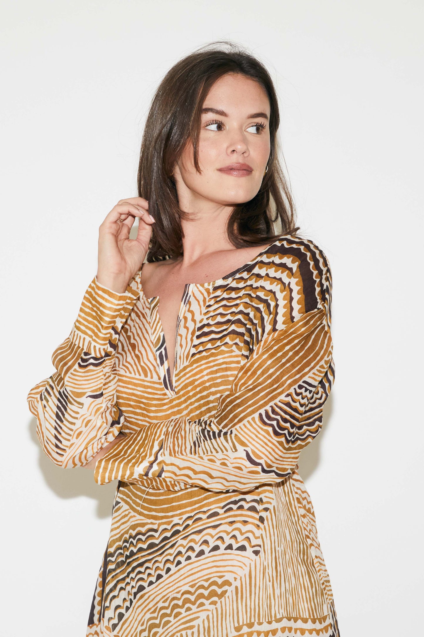 RE/BORN Antwerp Louiza dress Abstract Geometry Oker