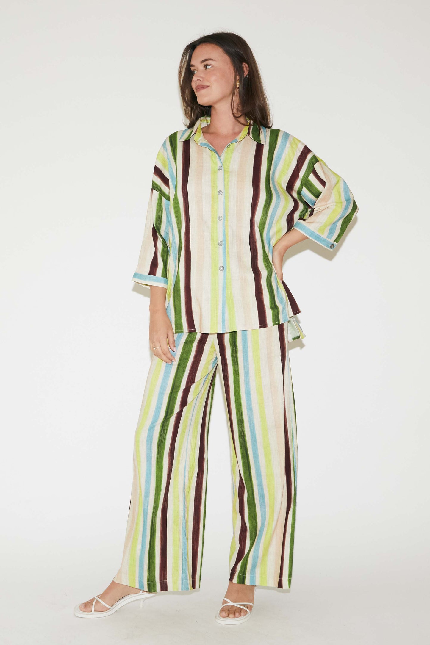 RE/BORN Antwerp Maïté shirt Green Brush Stoke