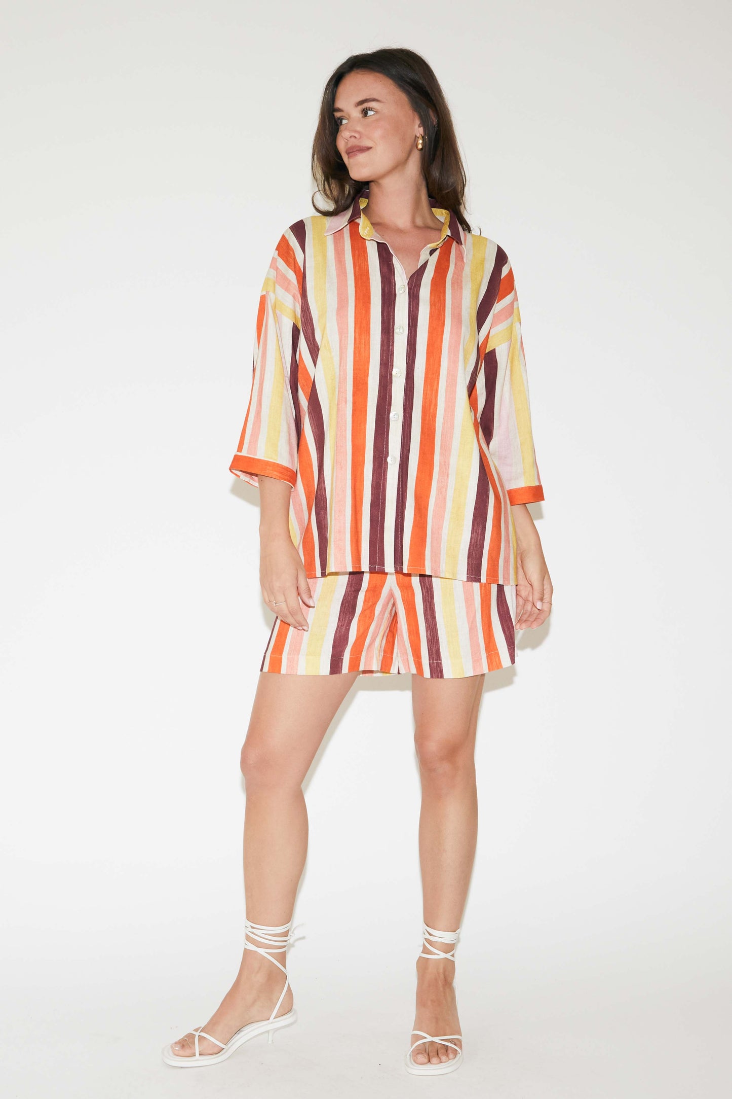 RE/BORN Antwerp Maïté shirt Orange Brush Stroke