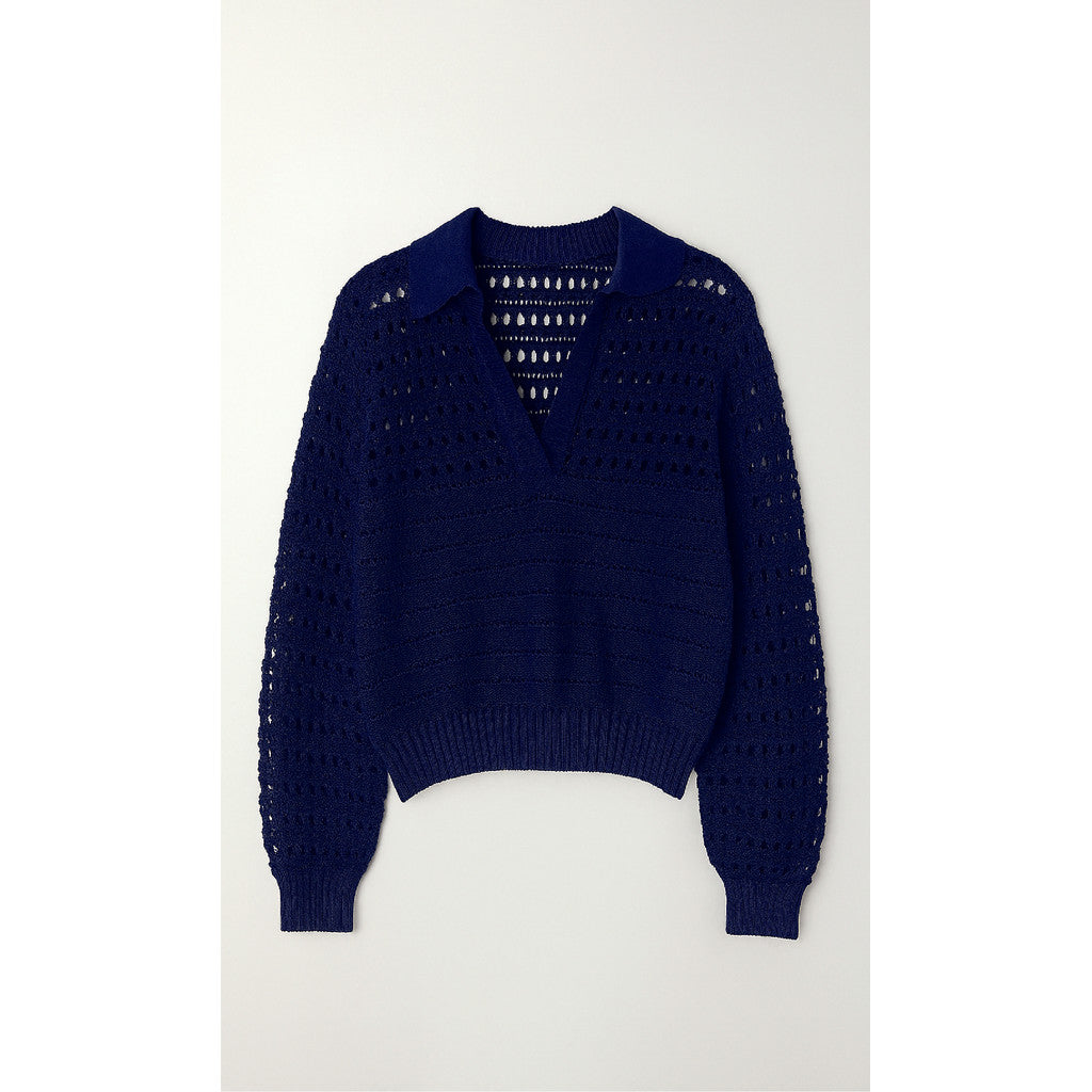 RE/BORN Antwerp Ona Crochet blouse/ top Dark Blue