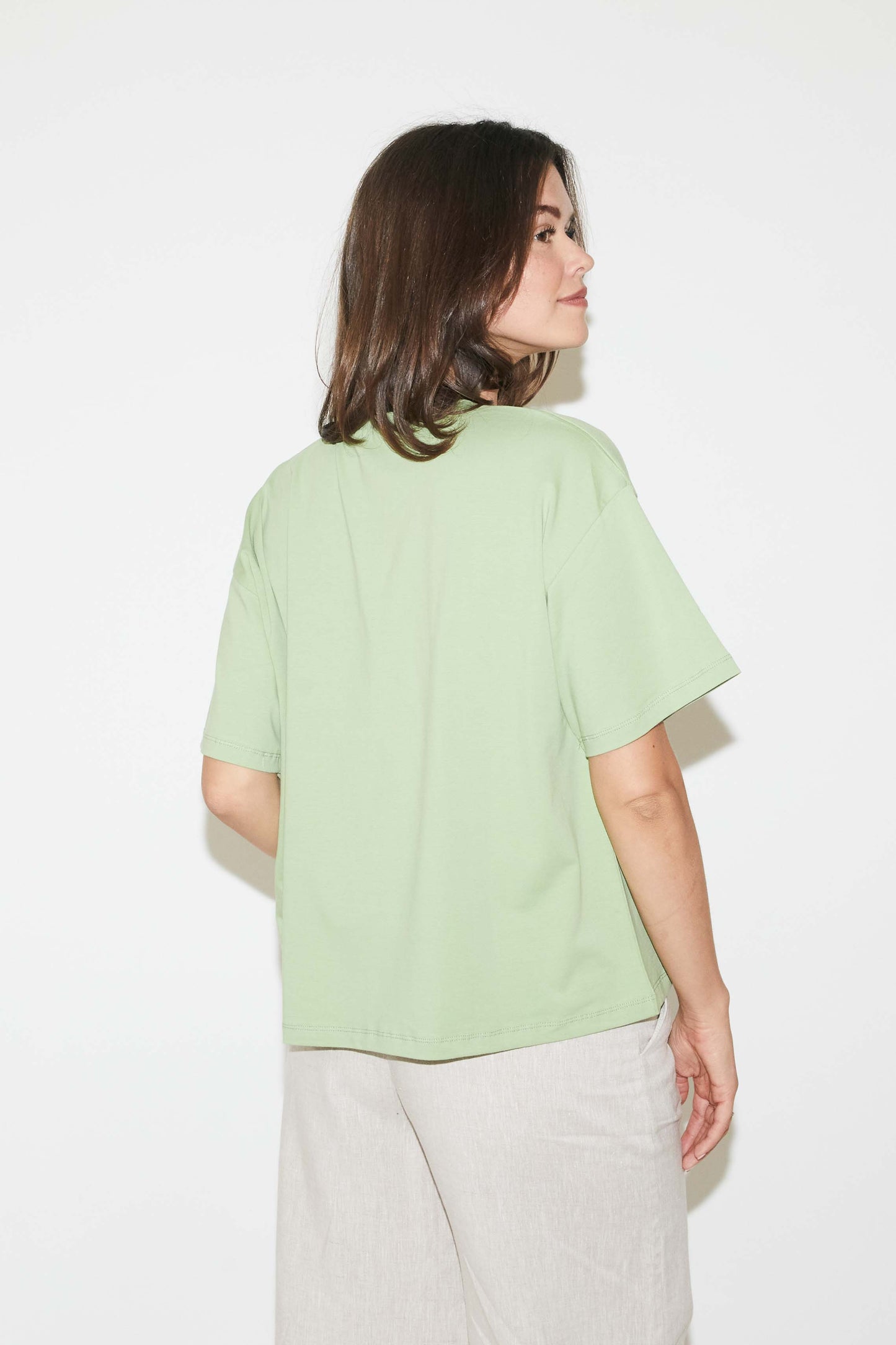 RE/BORN Antwerp Veva t-shirt Soft Green