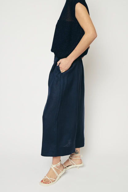 RE/BORN Antwerp Adele Evergreen Linen skirt Dark Blue