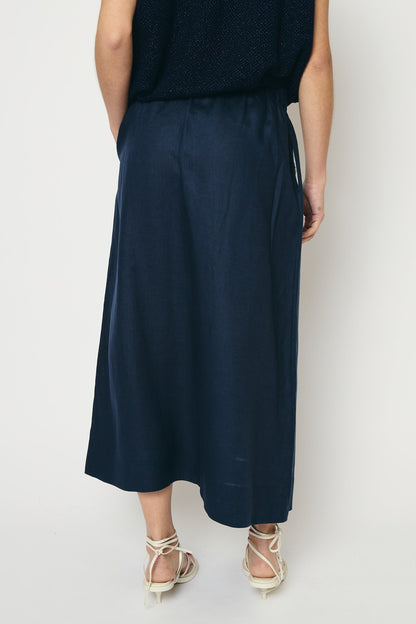 RE/BORN Antwerp Adele Evergreen Linen skirt Dark Blue