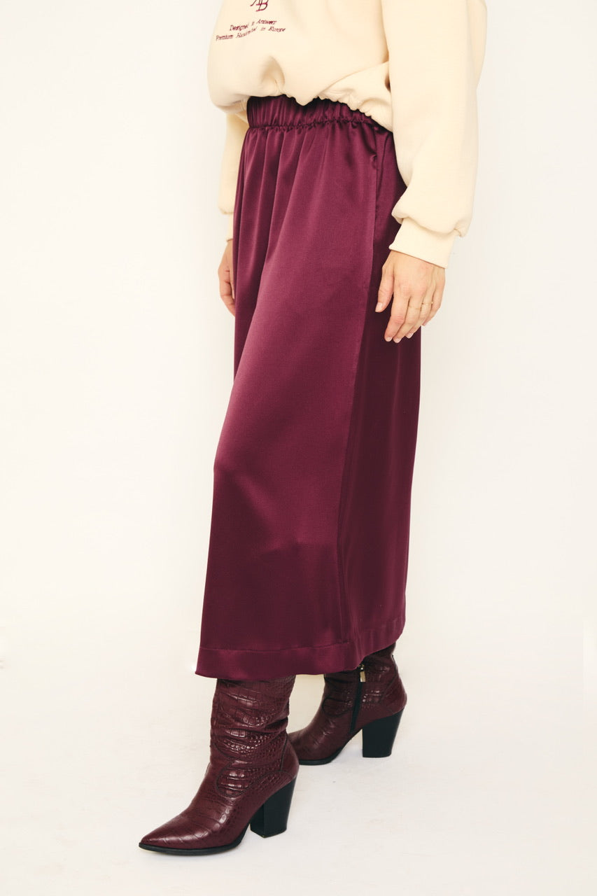 RE/BORN Antwerp Adele Satin skirt Vino