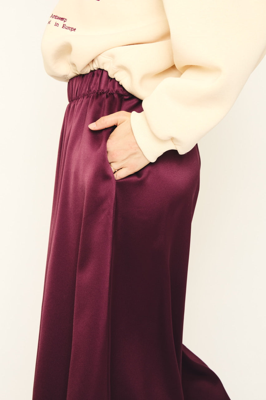 RE/BORN Antwerp Adele Satin skirt Vino