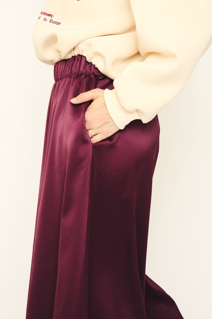 RE/BORN Antwerp Adele Satin skirt Vino
