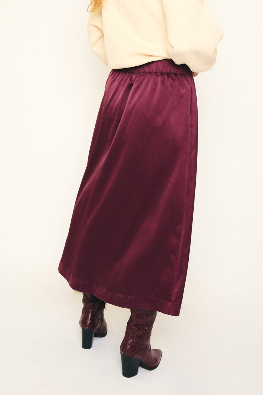 RE/BORN Antwerp Adele Satin skirt Vino
