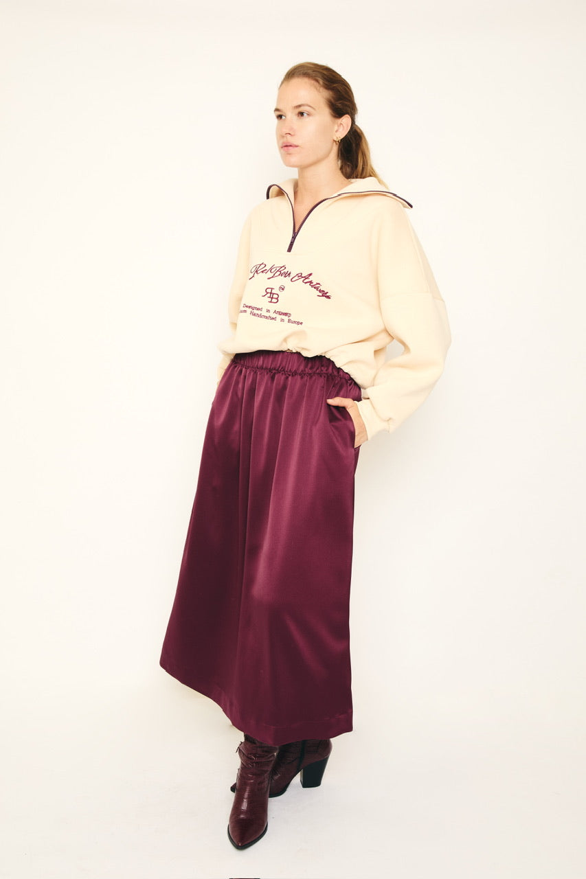 RE/BORN Antwerp Adele Satin skirt Vino
