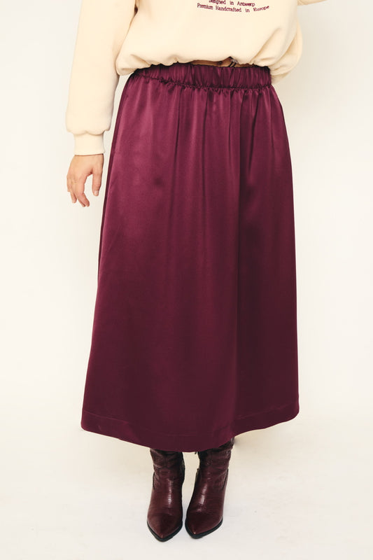 RE/BORN Antwerp Adele Satin skirt Vino