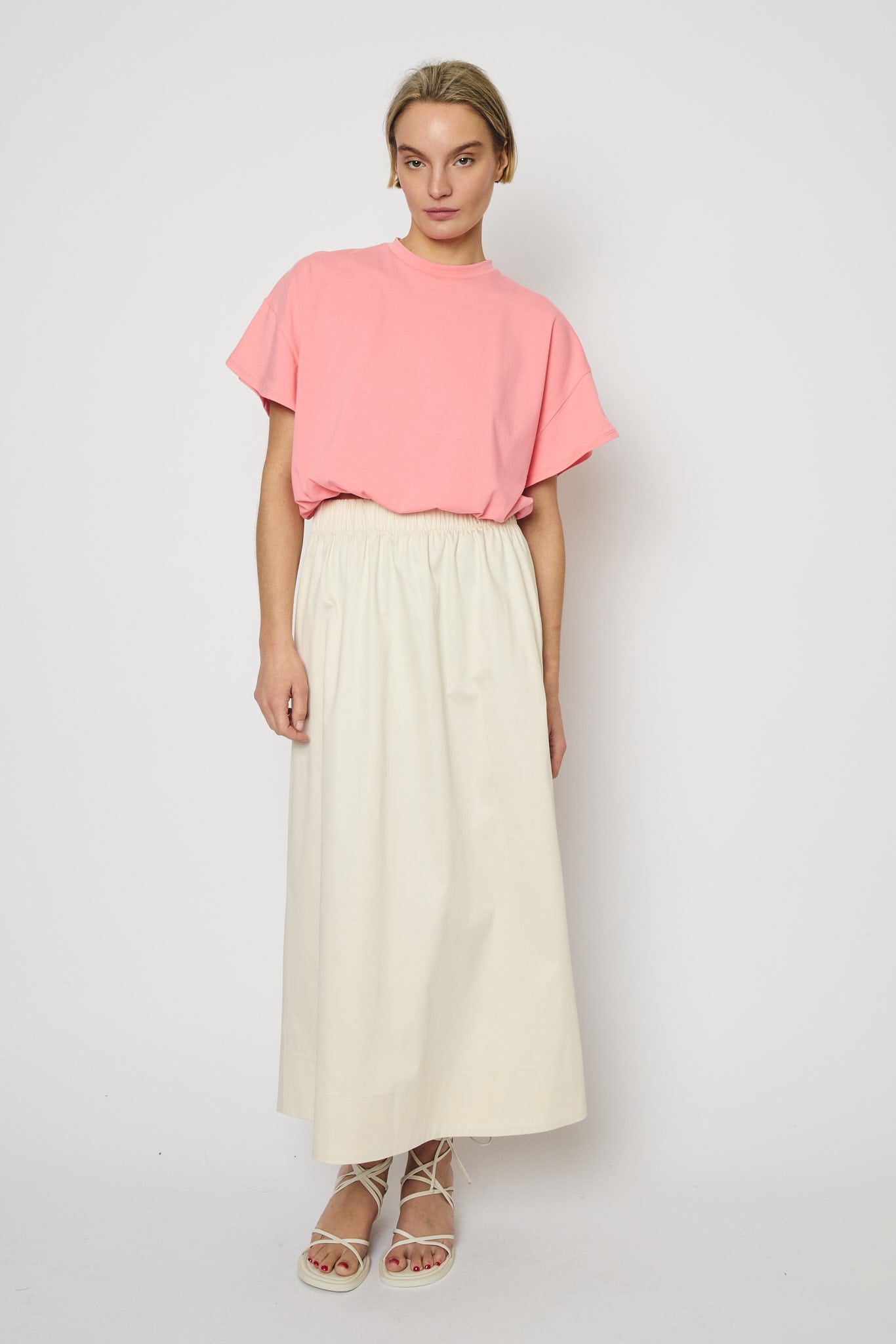 RE/BORN Antwerp Adele Solid Cotton skirt Crème