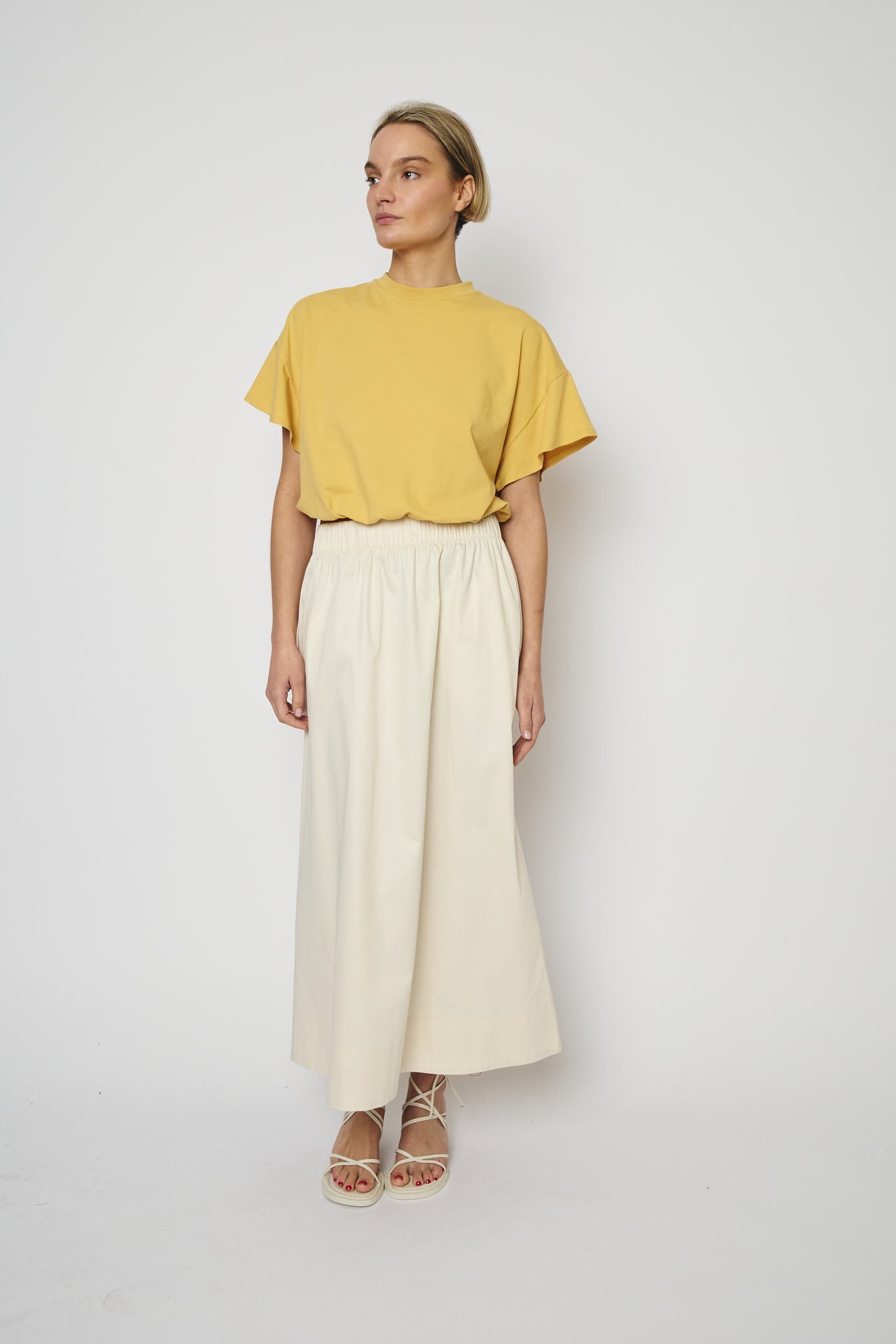 RE/BORN Antwerp Adele Solid Cotton skirt Crème