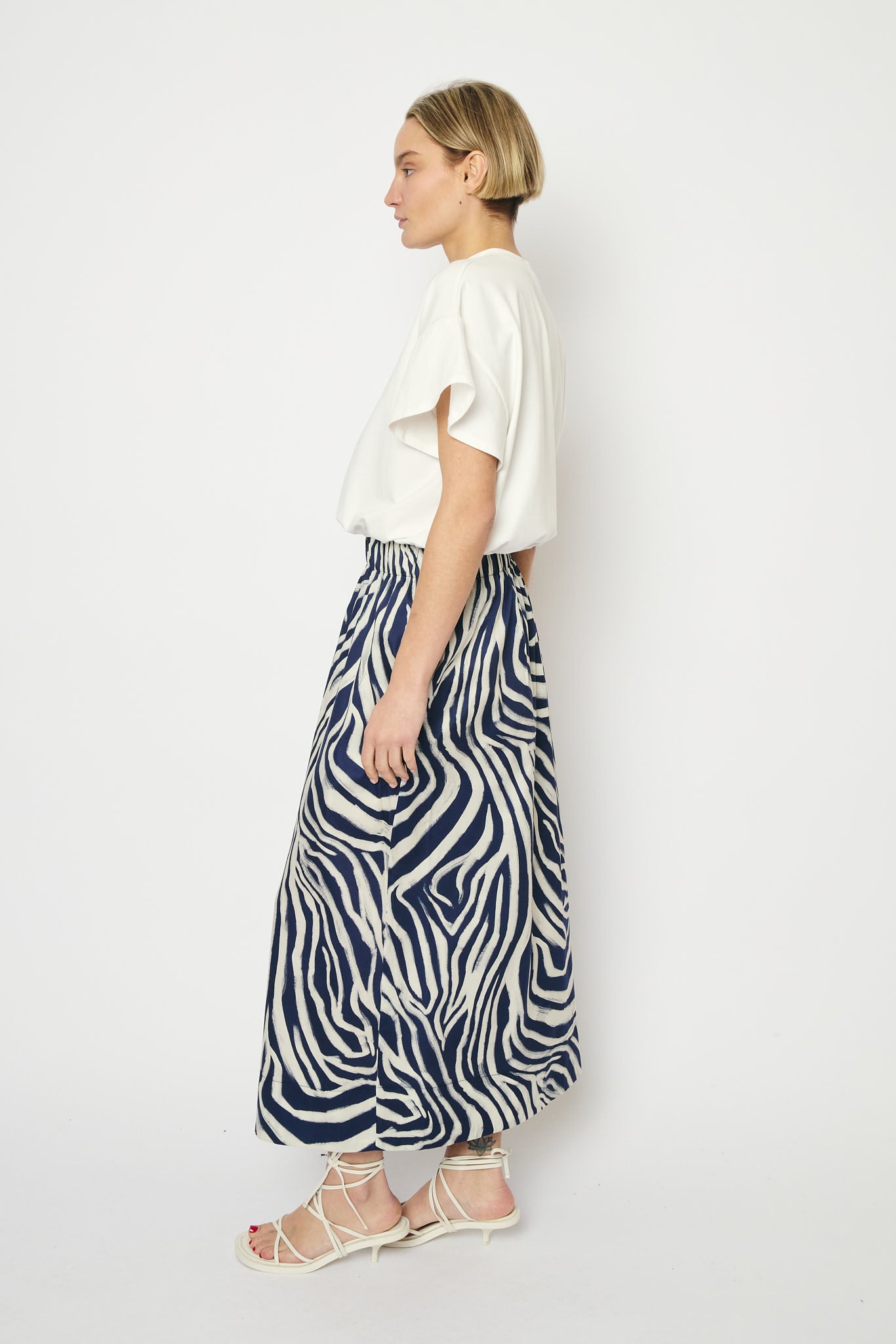 RE/BORN Antwerp Adele Zebra Print skirt Zebra Dark Blue