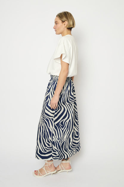 RE/BORN Antwerp Adele Zebra Print skirt Zebra Dark Blue
