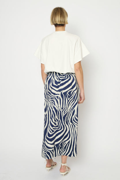 RE/BORN Antwerp Adele Zebra Print skirt Zebra Dark Blue