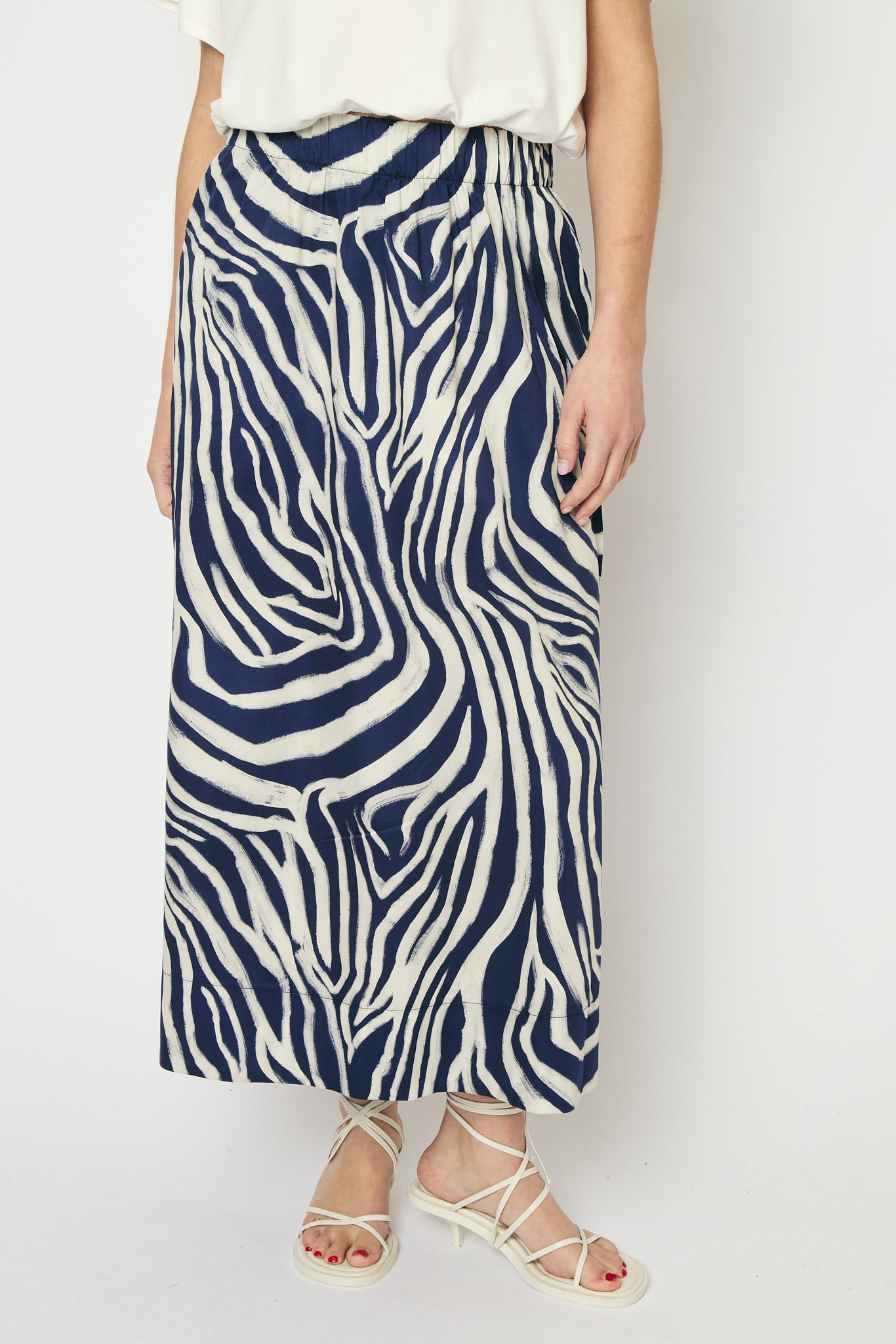 RE/BORN Antwerp Adele Zebra Print skirt Zebra Dark Blue