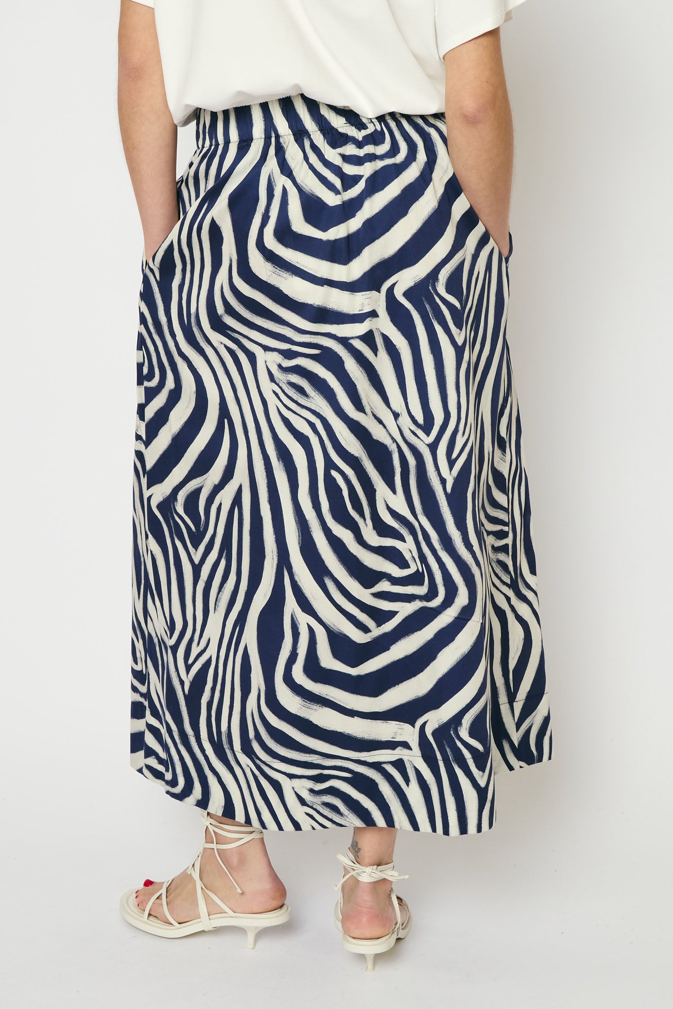 RE/BORN Antwerp Adele Zebra Print skirt Zebra Dark Blue