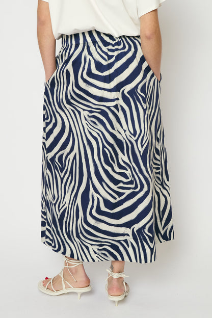 RE/BORN Antwerp Adele Zebra Print skirt Zebra Dark Blue