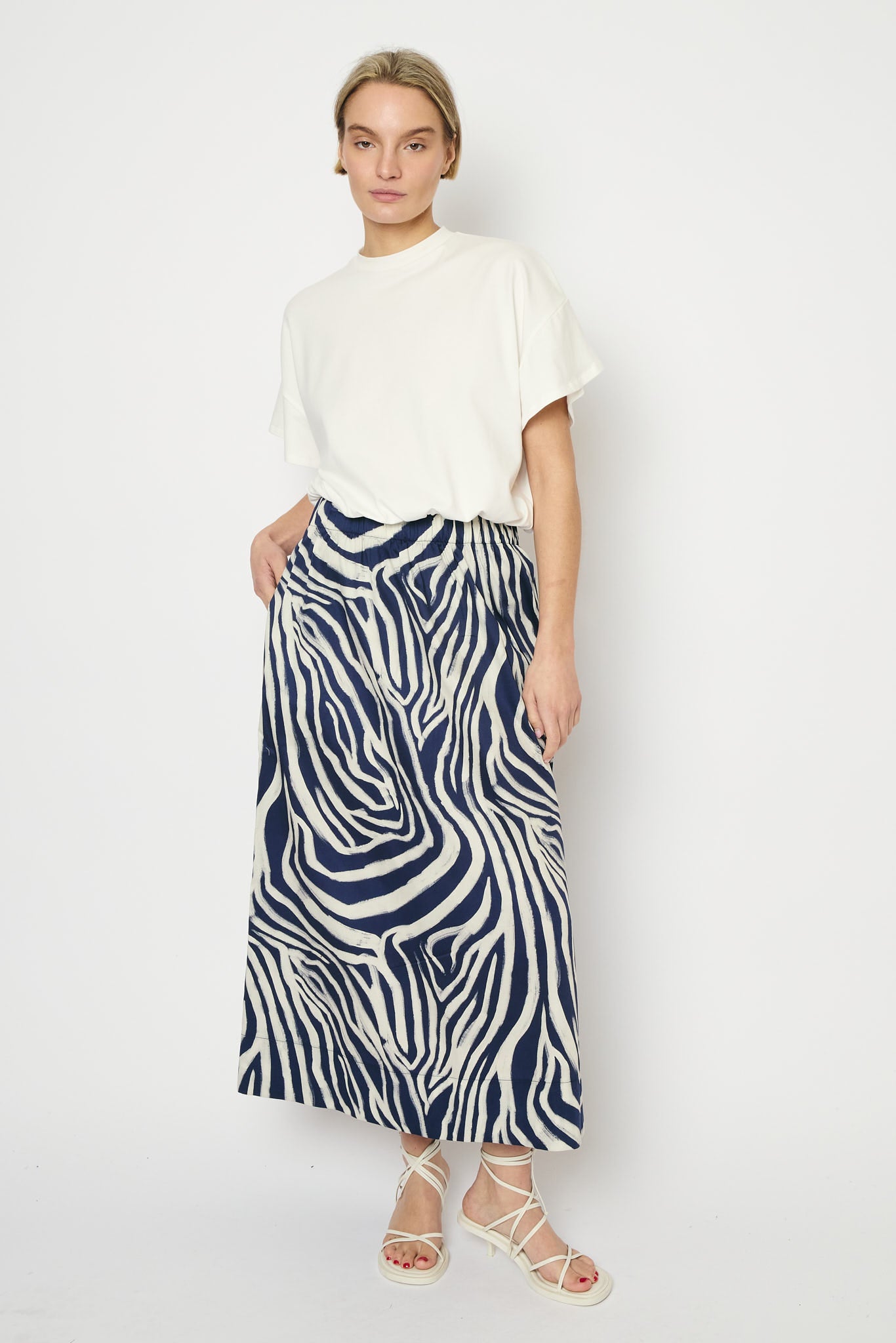 RE/BORN Antwerp Adele Zebra Print skirt Zebra Dark Blue