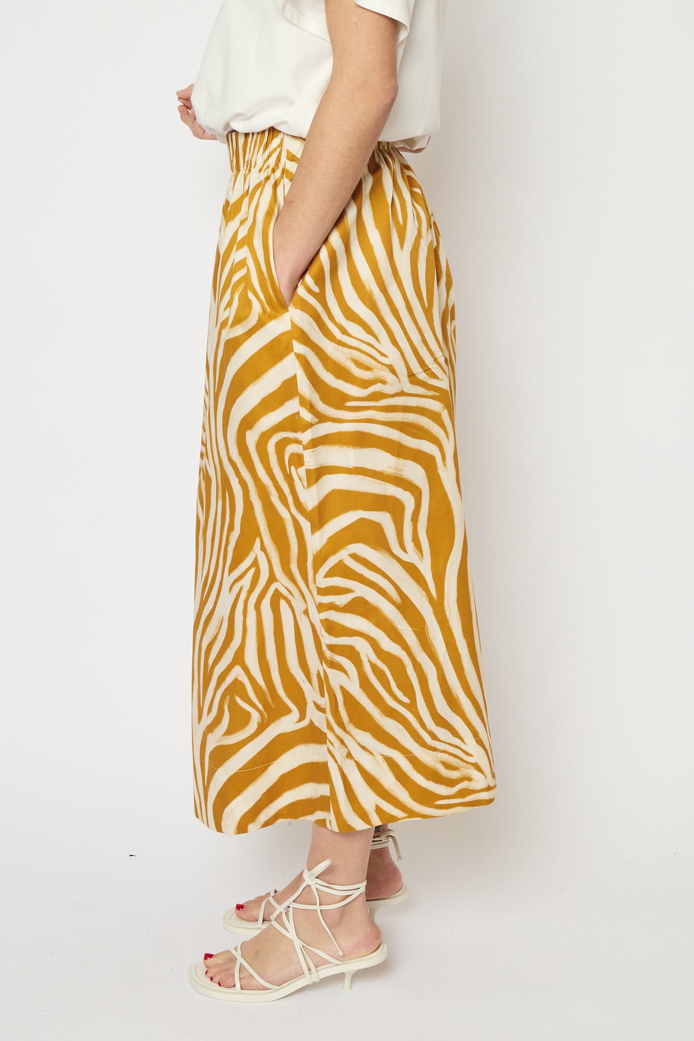 RE/BORN Antwerp Adele Zebra Print skirt Zebra Ochra