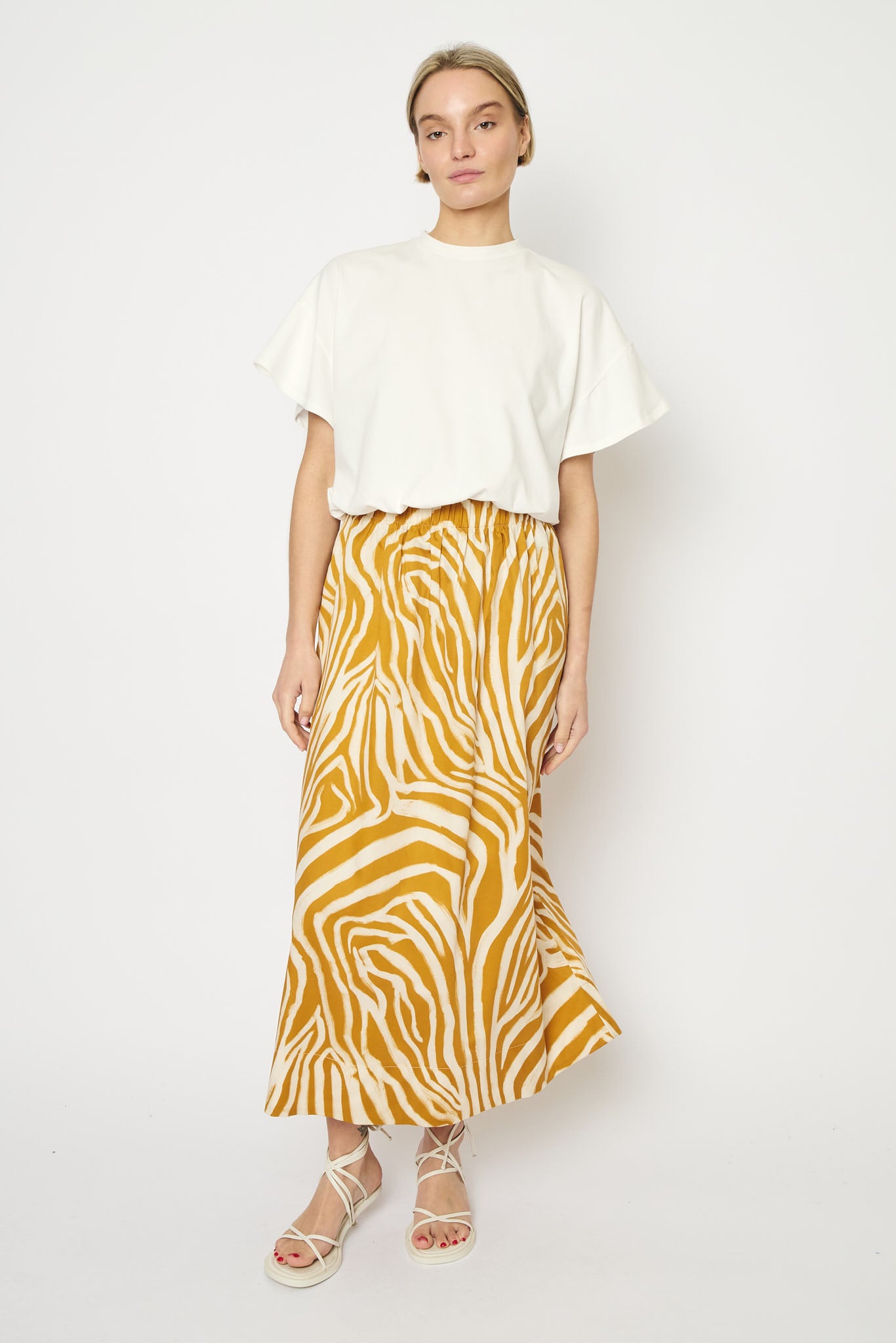 RE/BORN Antwerp Adele Zebra Print skirt Zebra Ochra