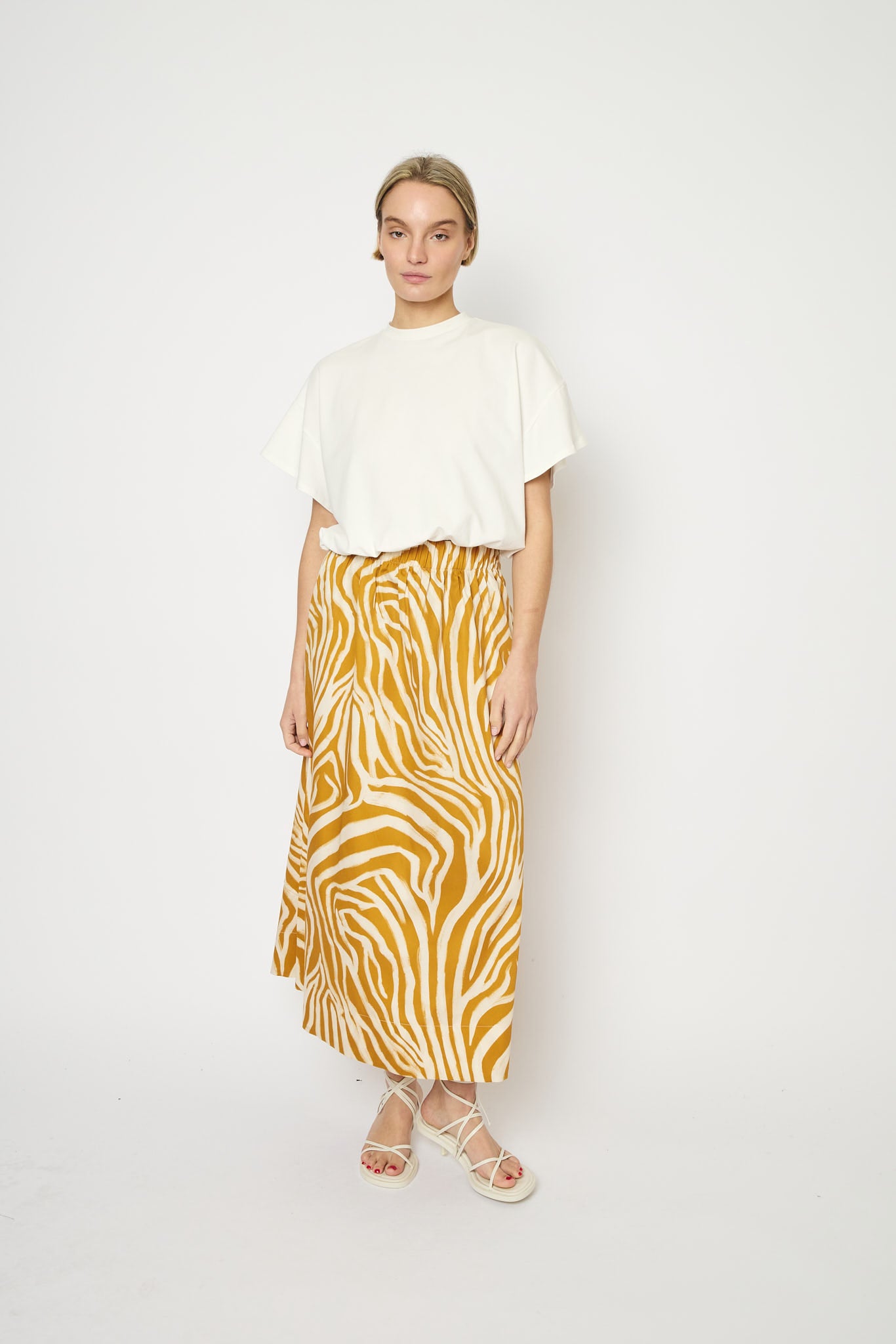 RE/BORN Antwerp Adele Zebra Print skirt Zebra Ochra