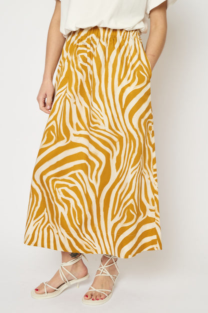 RE/BORN Antwerp Adele Zebra Print skirt Zebra Ochra