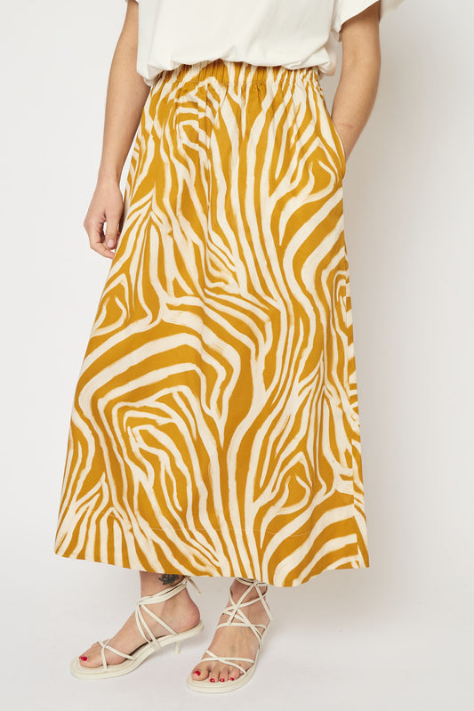 RE/BORN Antwerp Adele Zebra Print skirt Zebra Ochra