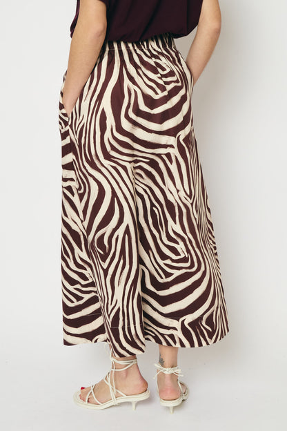RE/BORN Antwerp Adele Zebra Print skirt Zebra Vino/Brown