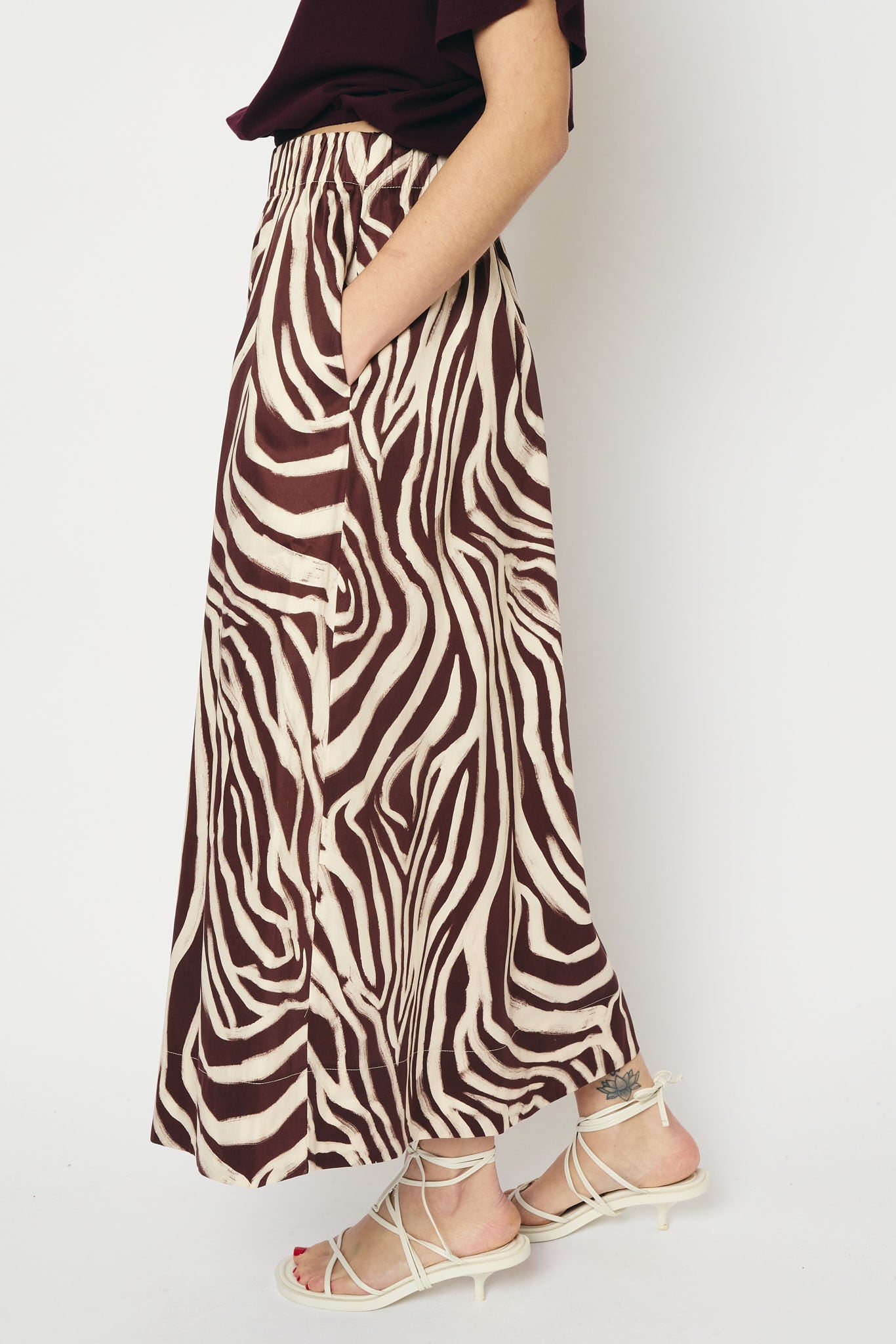 RE/BORN Antwerp Adele Zebra Print skirt Zebra Vino/Brown