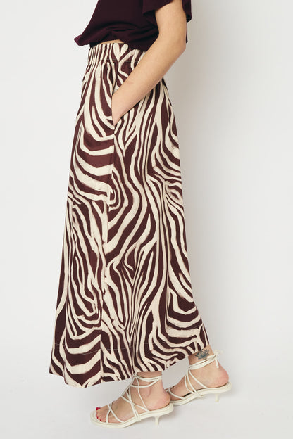 RE/BORN Antwerp Adele Zebra Print skirt Zebra Vino/Brown