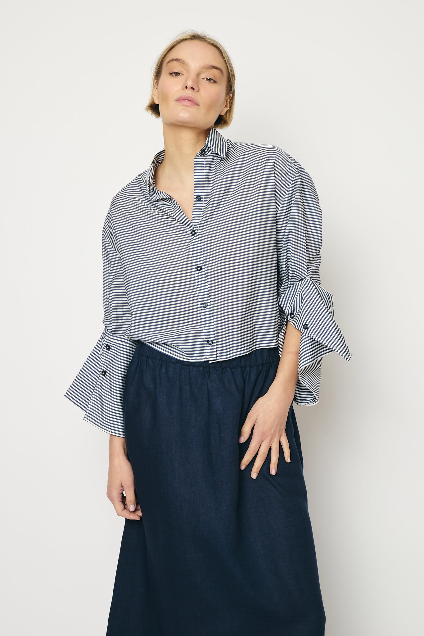 RE/BORN Antwerp Adriana Cotton Stripe shirt