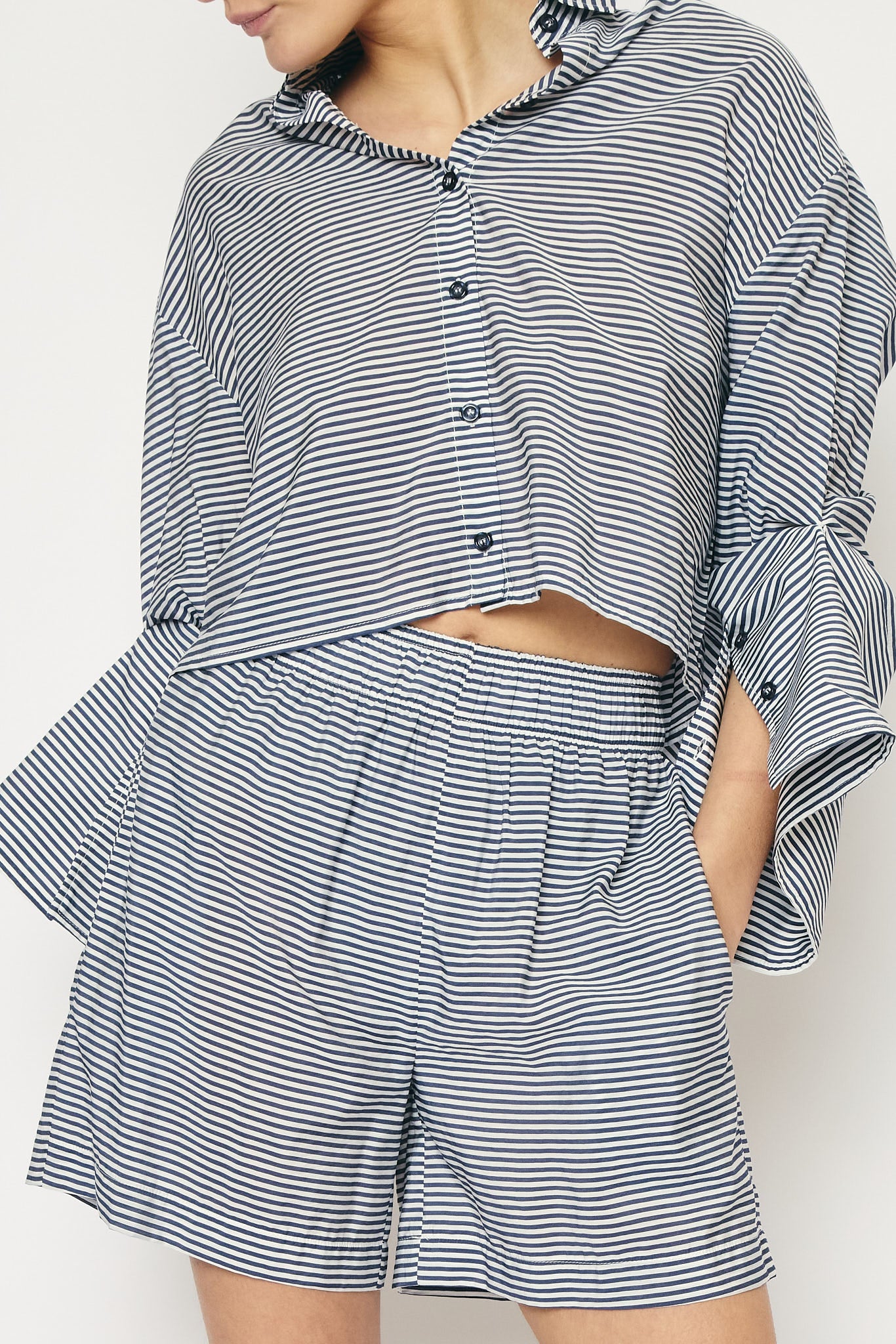 RE/BORN Antwerp Adriana Cotton Stripe shirt