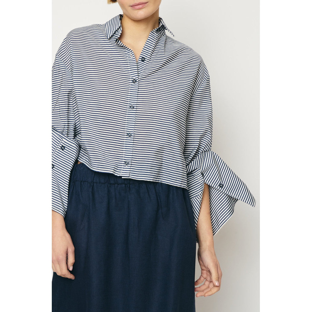 RE/BORN Antwerp Adriana Cotton Stripe shirt Dark Blue