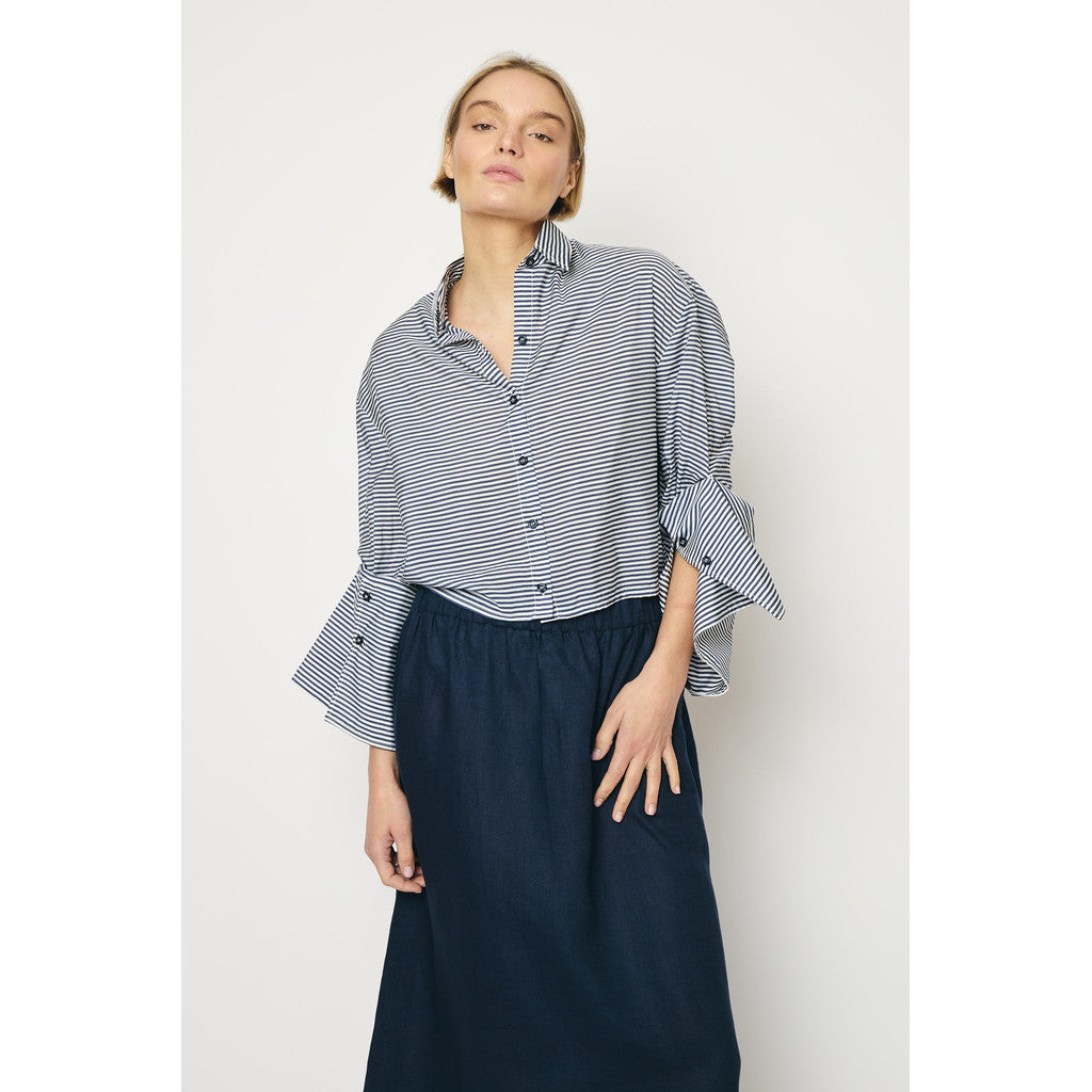 RE/BORN Antwerp Adriana Cotton Stripe shirt Dark Blue