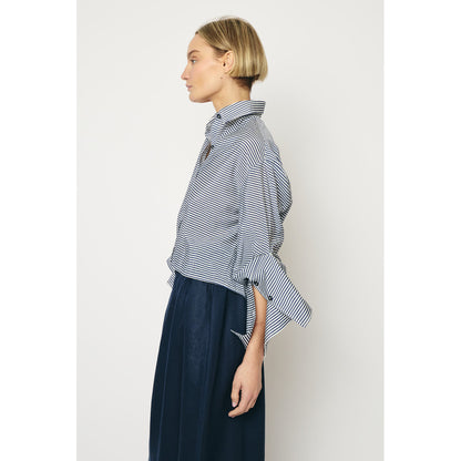 RE/BORN Antwerp Adriana Cotton Stripe shirt Dark Blue