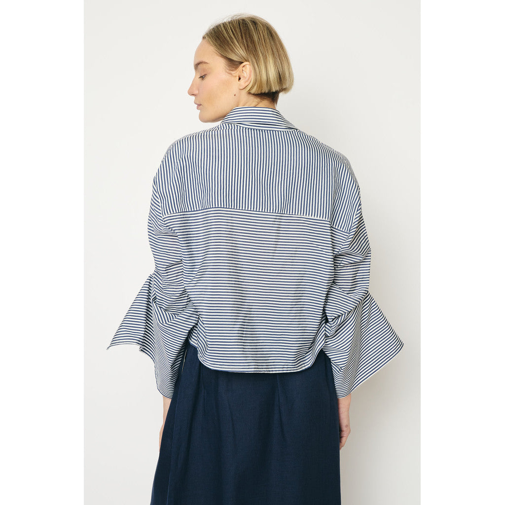 RE/BORN Antwerp Adriana Cotton Stripe shirt Dark Blue