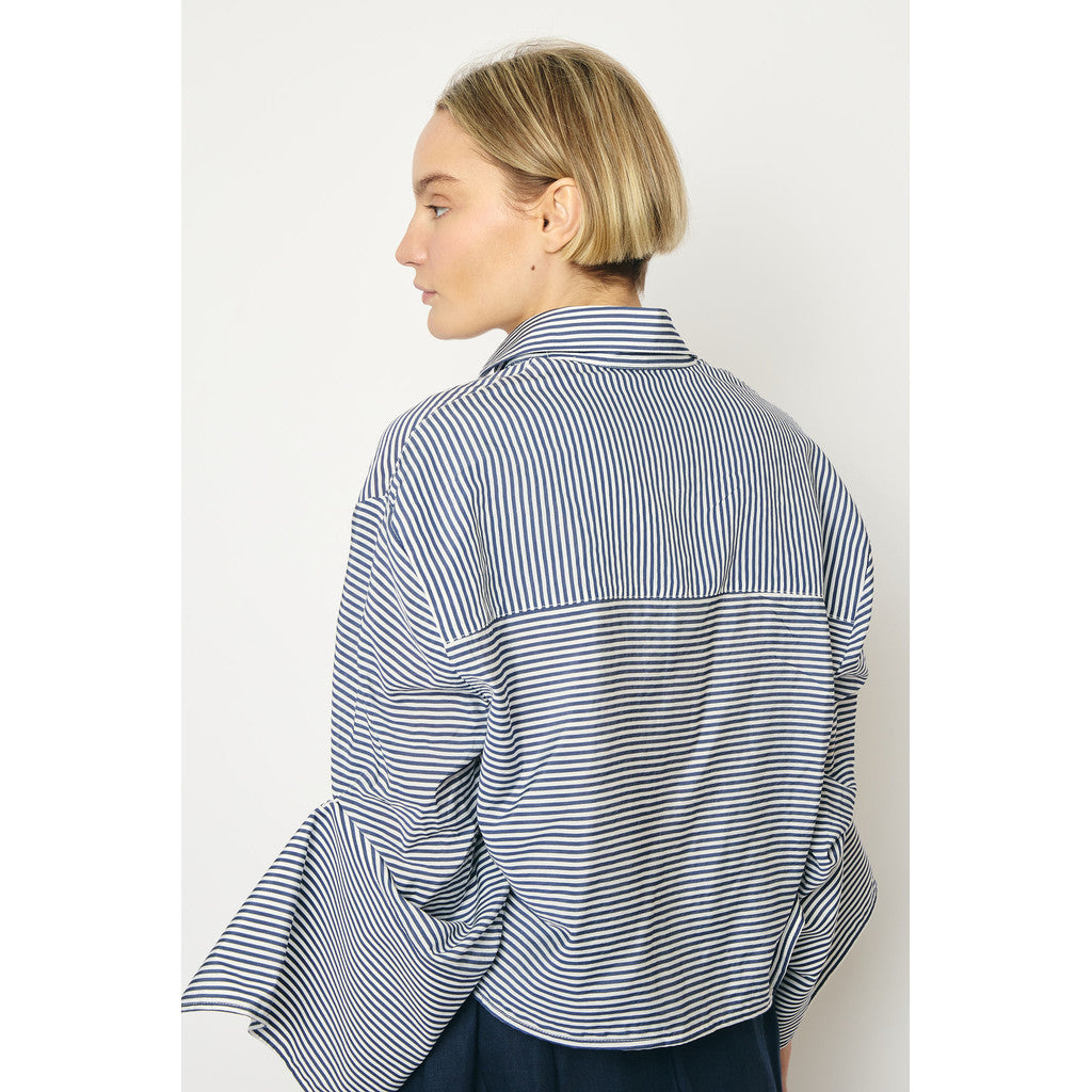 RE/BORN Antwerp Adriana Cotton Stripe shirt Dark Blue
