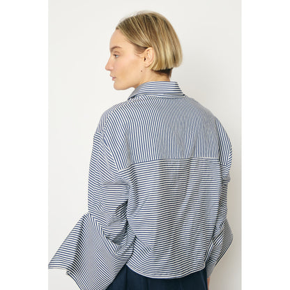 RE/BORN Antwerp Adriana Cotton Stripe shirt Dark Blue