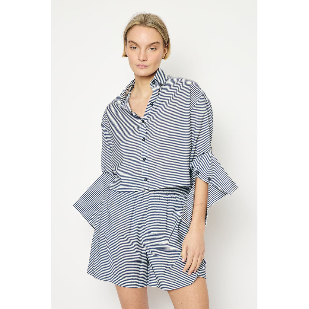 RE/BORN Antwerp Adriana Cotton Stripe shirt Dark Blue