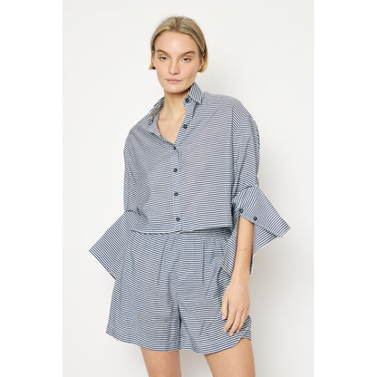 RE/BORN Antwerp Adriana Cotton Stripe shirt Dark Blue